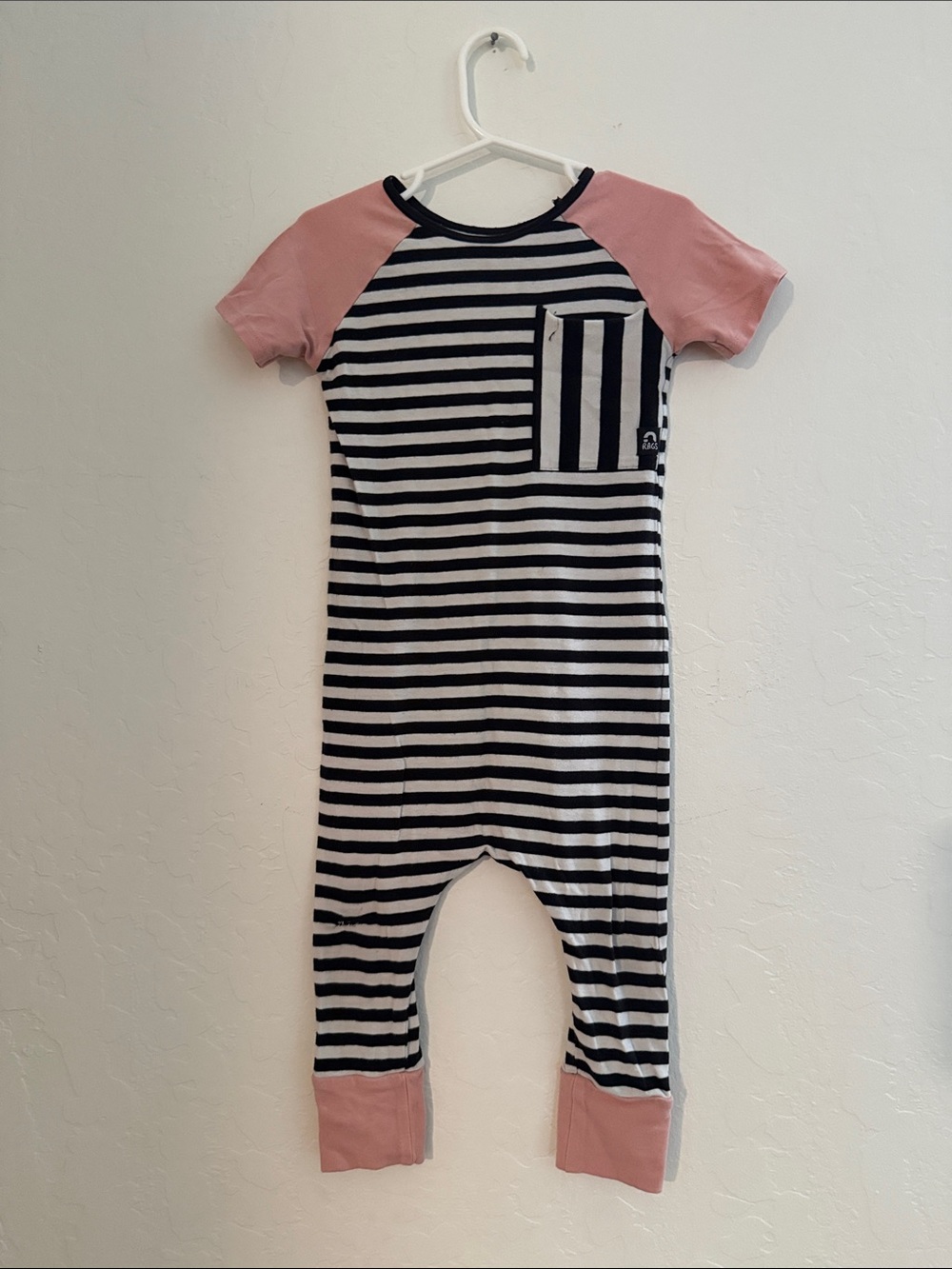Rags 2T Striped black & Pink Kids One-Piece Romper